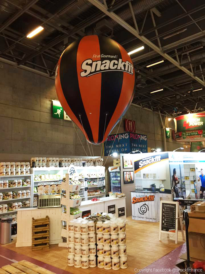 montgolfière publicitaire bicolore snackfit 3m