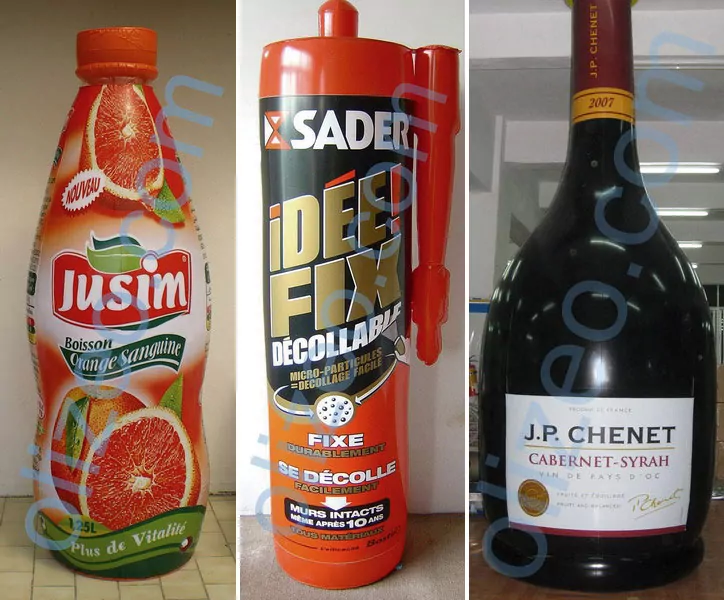 bouteille, tube, vin, geante gonblable publicité