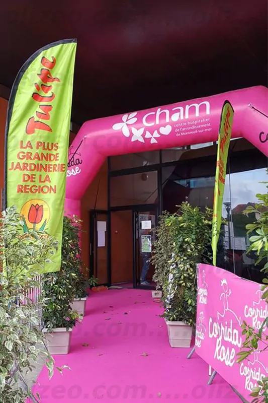 Arche Cham rose positionnée à l'arrivée de la course "coridda rose"